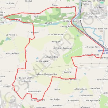 Itinéraire Sentier de l'Ille - Saint-Germain-sur-Ille, distance, dénivelé, altitude, carte, profil, trace GPS