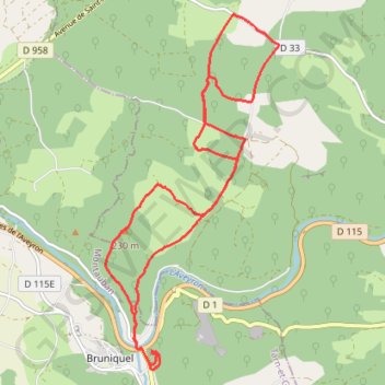 Itinéraire Circuit bruniquel, distance, dénivelé, altitude, carte, profil, trace GPS