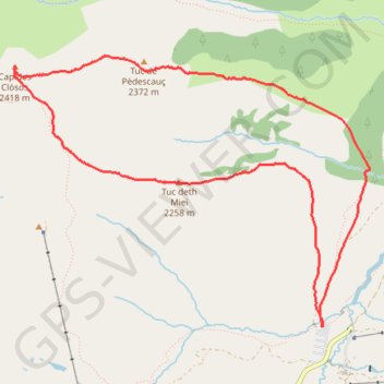 Itinéraire Cap des Closos, distance, dénivelé, altitude, carte, profil, trace GPS