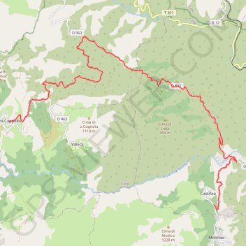 Itinéraire Corse - ES 10 : CASTIFAO - OLMI CAPELLA, distance, dénivelé, altitude, carte, profil, trace GPS