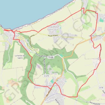 Itinéraire Le pays des Hautes Falaises, distance, dénivelé, altitude, carte, profil, trace GPS
