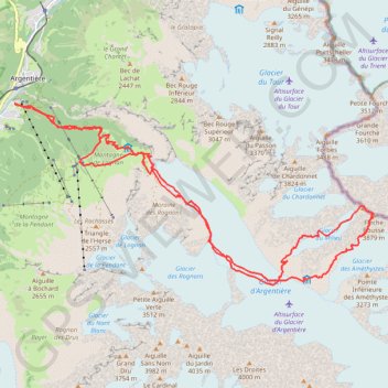 Itinéraire Aiguille d'Argentière, distance, dénivelé, altitude, carte, profil, trace GPS