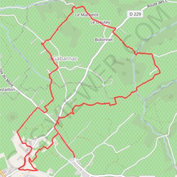 Itinéraire Gabarnac, distance, dénivelé, altitude, carte, profil, trace GPS