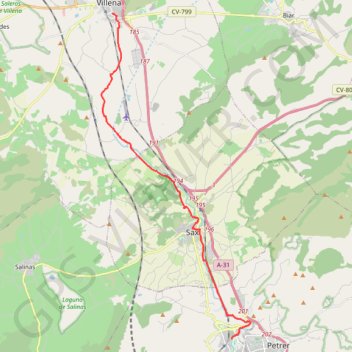 Itinéraire SE03-Petrer-Villena, distance, dénivelé, altitude, carte, profil, trace GPS