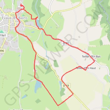 Itinéraire EVAUX LES BAINS, distance, dénivelé, altitude, carte, profil, trace GPS