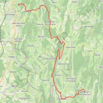 Itinéraire Villeneuve-lès-Charnod - Saint-Amour, distance, dénivelé, altitude, carte, profil, trace GPS