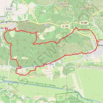 Itinéraire Meuneries - Barbegal Paradou, distance, dénivelé, altitude, carte, profil, trace GPS