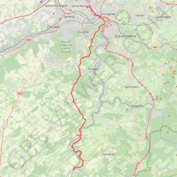 Itinéraire Liège-Rochefort, distance, dénivelé, altitude, carte, profil, trace GPS
