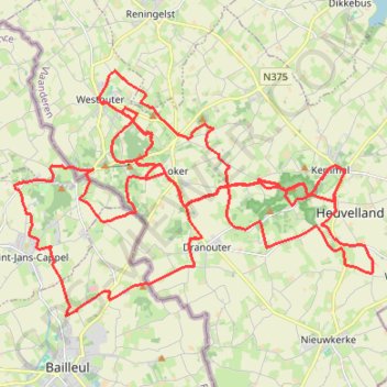 Itinéraire Kemmel, distance, dénivelé, altitude, carte, profil, trace GPS