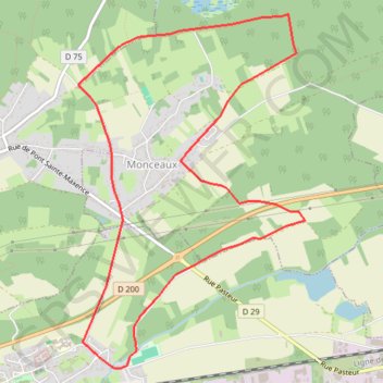 Itinéraire Autour de Monceaux, distance, dénivelé, altitude, carte, profil, trace GPS