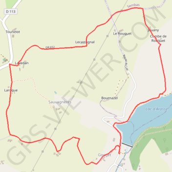 Itinéraire Lac d'Arasse, vers l'église romane de Marsac - Laugnac, distance, dénivelé, altitude, carte, profil, trace GPS