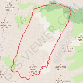 Itinéraire Ubaye Tour du Grand Bérard, distance, dénivelé, altitude, carte, profil, trace GPS