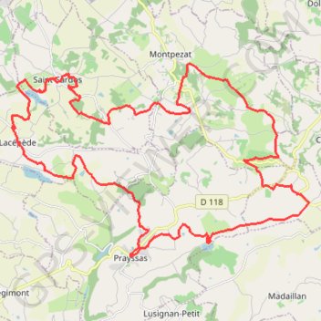 Itinéraire Lac de Néguenou à Montpezat, distance, dénivelé, altitude, carte, profil, trace GPS