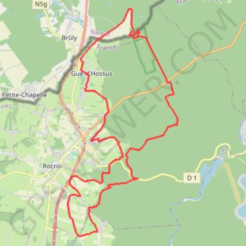 Itinéraire Rocroi, distance, dénivelé, altitude, carte, profil, trace GPS