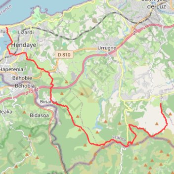 Itinéraire Hendaye, Hend-Olhette, distance, dénivelé, altitude, carte, profil, trace GPS