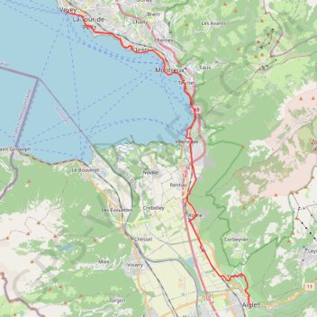 Itinéraire vevey-aigle, distance, dénivelé, altitude, carte, profil, trace GPS