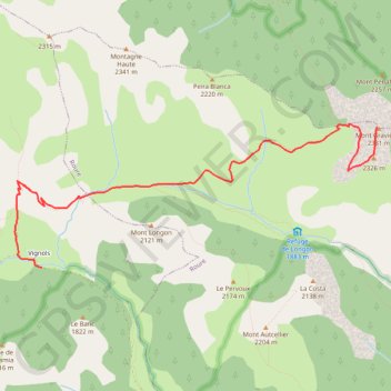 Itinéraire De Vignols au Mont Gravières, distance, dénivelé, altitude, carte, profil, trace GPS