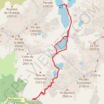 Itinéraire Les 7 Laux, distance, dénivelé, altitude, carte, profil, trace GPS
