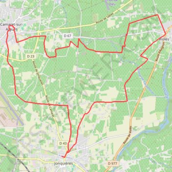 Itinéraire Balade de Jonquières à la Via Venaissia, distance, dénivelé, altitude, carte, profil, trace GPS