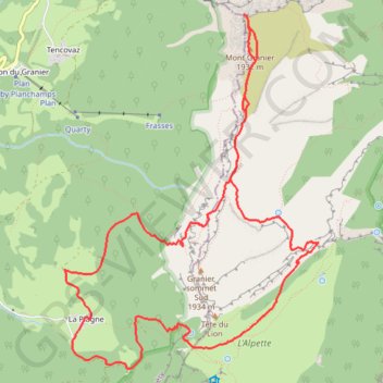 Itinéraire Le Granier depuis La Plagne - Entremont-le-Vieux, distance, dénivelé, altitude, carte, profil, trace GPS