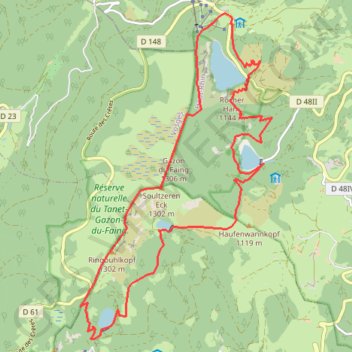 Itinéraire Les 4 lacs - Vosges, distance, dénivelé, altitude, carte, profil, trace GPS