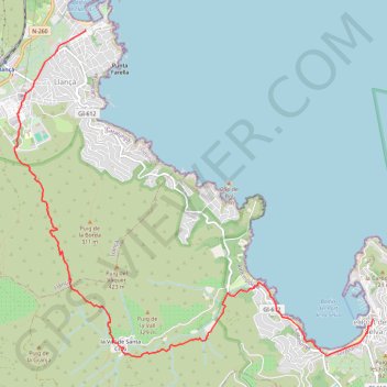 Itinéraire Llança - El port de la Selva, distance, dénivelé, altitude, carte, profil, trace GPS