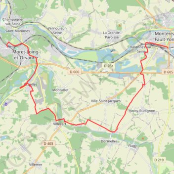 Itinéraire De Veneux-les-Sablons à Montereau, distance, dénivelé, altitude, carte, profil, trace GPS