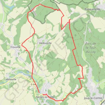 Itinéraire Nesles La Vallée - Hédouville, distance, dénivelé, altitude, carte, profil, trace GPS