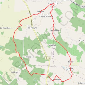 Itinéraire Soumensac, un village perché au coeur du vignoble de Duras - Pays du Dropt, distance, dénivelé, altitude, carte, profil, trace GPS