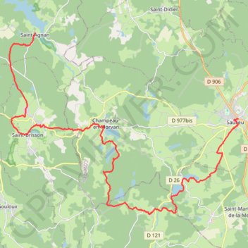 Itinéraire Circuit dans le Morvan Etape 1, distance, dénivelé, altitude, carte, profil, trace GPS