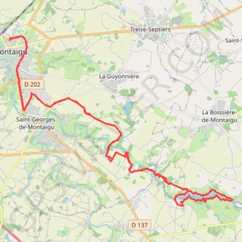 Itinéraire Montaigu la Bultière, distance, dénivelé, altitude, carte, profil, trace GPS