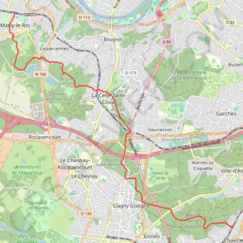 Itinéraire Le haras de Jardy, distance, dénivelé, altitude, carte, profil, trace GPS