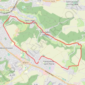 Itinéraire Boucle au départ de Franqueville Saint Pierre, distance, dénivelé, altitude, carte, profil, trace GPS