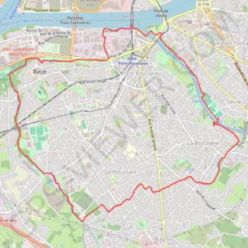 Itinéraire Rezé Sevre et Sangueze, distance, dénivelé, altitude, carte, profil, trace GPS