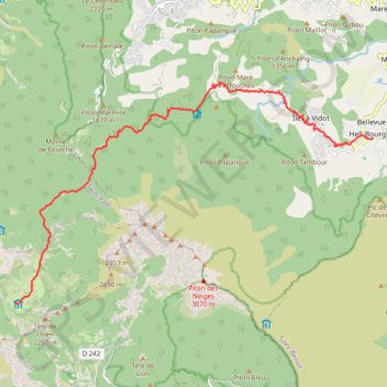 Itinéraire Réunion - J7, distance, dénivelé, altitude, carte, profil, trace GPS