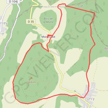 Itinéraire Les sources Urcy, distance, dénivelé, altitude, carte, profil, trace GPS