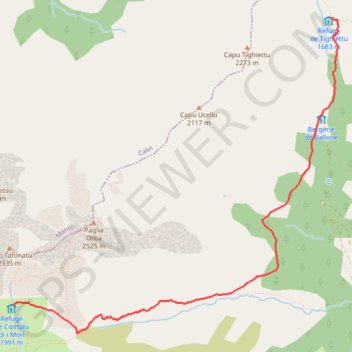 Itinéraire GR® 20 Etape 5 : Tighjettu - Ciottuli di i Mori, distance, dénivelé, altitude, carte, profil, trace GPS
