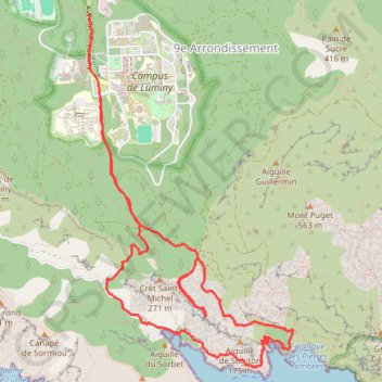 Itinéraire Calanques de Morgiou et Sugiton, distance, dénivelé, altitude, carte, profil, trace GPS
