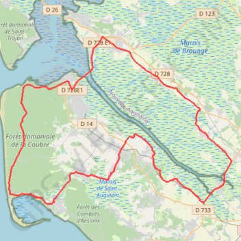 Itinéraire autour de la Seudre P 1 J2-17063636, distance, dénivelé, altitude, carte, profil, trace GPS