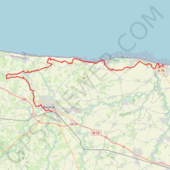 Itinéraire Parking de la Gare (Bayeux) - 10 Rue Pierre Villey (Courseulles-sur-Mer), distance, dénivelé, altitude, carte, profil, trace GPS