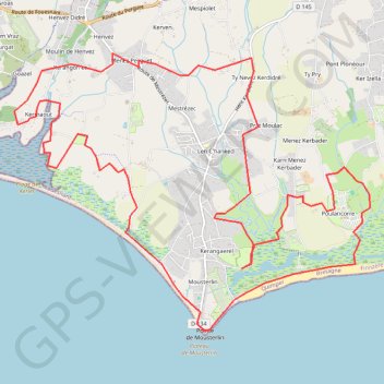 Itinéraire FOUESNANT, distance, dénivelé, altitude, carte, profil, trace GPS