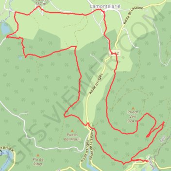 Itinéraire Lamontélarié parcours fléché balade Montéliote, distance, dénivelé, altitude, carte, profil, trace GPS