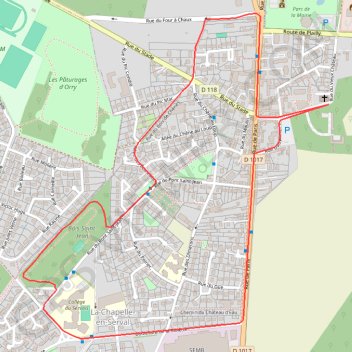 Itinéraire Circuit de La Chapelle-en-Serval, distance, dénivelé, altitude, carte, profil, trace GPS