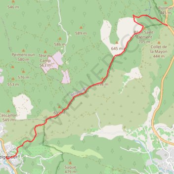 Itinéraire Belgentier - Barre de Cuers, distance, dénivelé, altitude, carte, profil, trace GPS
