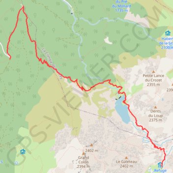 Itinéraire Refuge de la Pra montée-19361416, distance, dénivelé, altitude, carte, profil, trace GPS