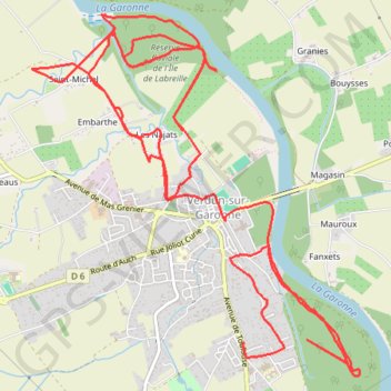 Itinéraire Balade verdun sur garonne, distance, dénivelé, altitude, carte, profil, trace GPS