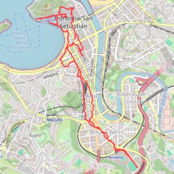 Itinéraire San Sebastián, distance, dénivelé, altitude, carte, profil, trace GPS
