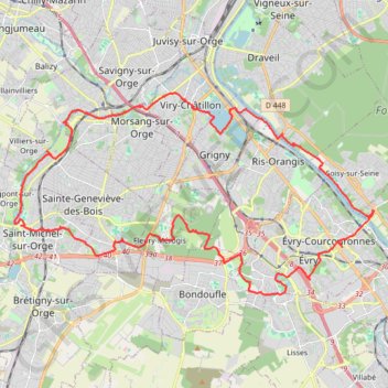 Itinéraire Orge, distance, dénivelé, altitude, carte, profil, trace GPS