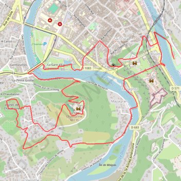 Itinéraire Parcours 2 vert - Fort de Chaudanne, distance, dénivelé, altitude, carte, profil, trace GPS