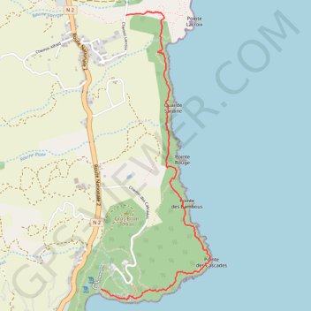 Itinéraire Sentier littoral de Sainte-Rose à l'anse des Cascades, distance, dénivelé, altitude, carte, profil, trace GPS